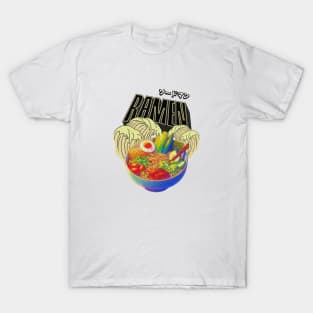 Ramen Waves Vegetarian Noodles Kawaii Katakana T-Shirt